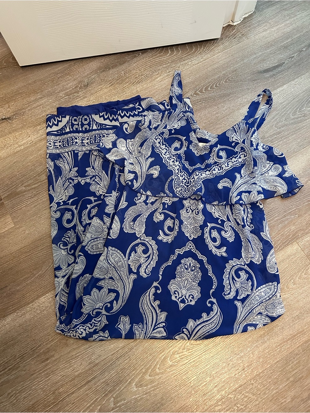 Soma Blue Paisley Ruffle Camisole